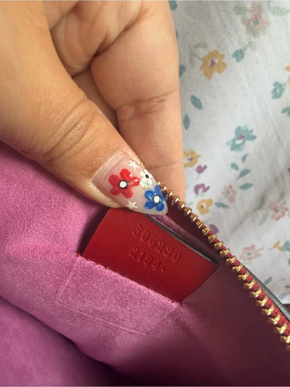 Gucci Brown GG Monogram Pouch with Pink Cat Patch and Red Trim